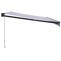 Auvent rétractable bleu et blanc 4x3 m tissu et aluminium 559184559184