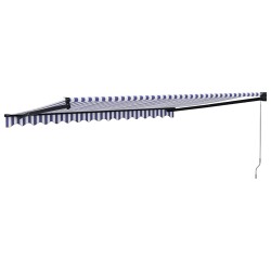 Auvent rétractable bleu et blanc 4x3 m tissu et aluminium 559184559184