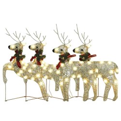 Rennes de Noël 4 pcs Doré 80 LED 559185559185