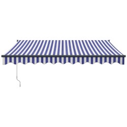 Auvent rétractable bleu et blanc 3,5x2,5 m tissu et aluminium 559186559186