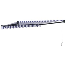 Auvent rétractable bleu et blanc 3,5x2,5 m tissu et aluminium 559186559186