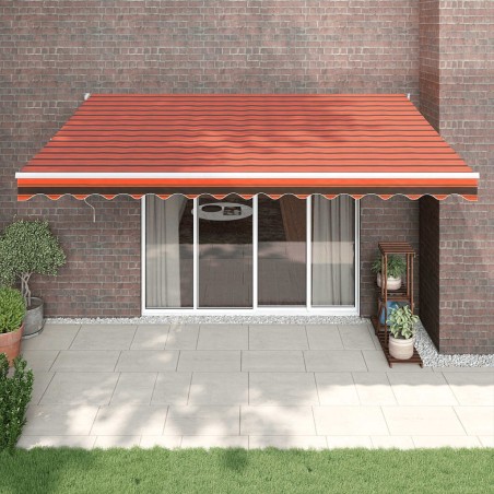 Auvent rétractable orange et marron 4x3 m tissu et aluminium 559187559187