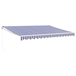 Auvent rétractable bleu et blanc 4,5x3 m tissu et aluminium 559189559189