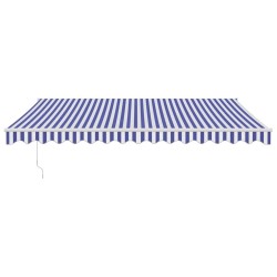 Auvent rétractable bleu et blanc 4,5x3 m tissu et aluminium 559189559189