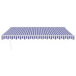 Auvent rétractable bleu et blanc 4x3 m tissu et aluminium 559192559192
