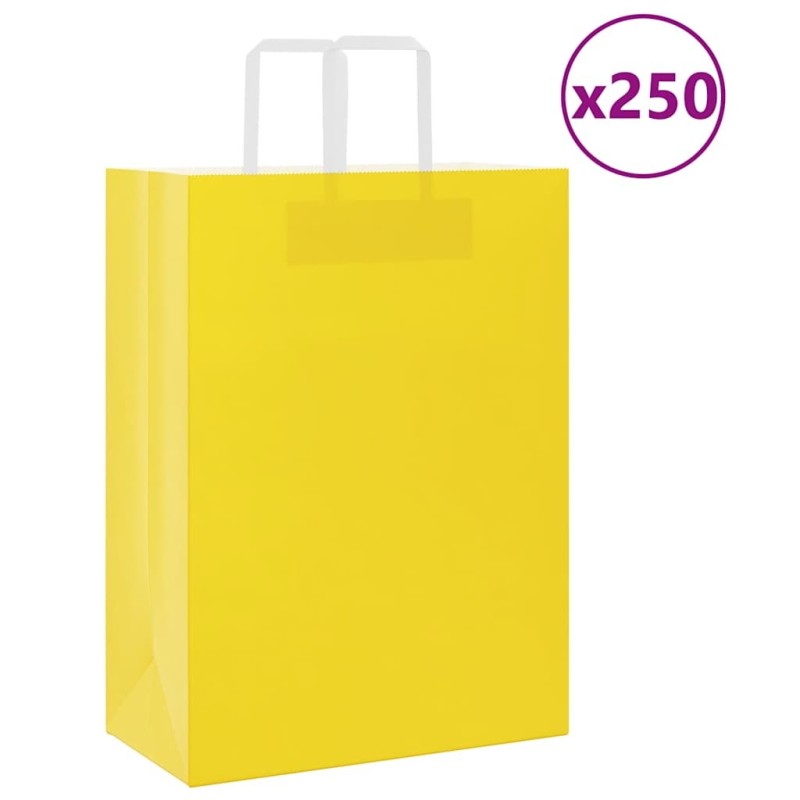 Sacs en papier 250 pcs avec poignées jaune 32x17x44 cm 559203559203