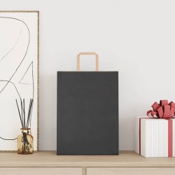 Sacs en papier 250 pcs avec poignées noir 26x12x35 cm 559208559208