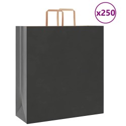 Sacs en papier 250 pcs avec poignées noir 45x17x48 cm 559211559211