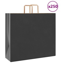 Sacs en papier 250 pcs avec poignées noir 54x15x49 cm 559212559212