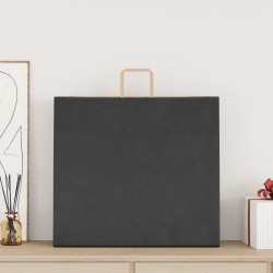 Sacs en papier 250 pcs avec poignées noir 54x15x49 cm 559212559212