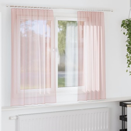 Rideaux en voile avec passe-tringles 2 pcs rose clair 559281559281