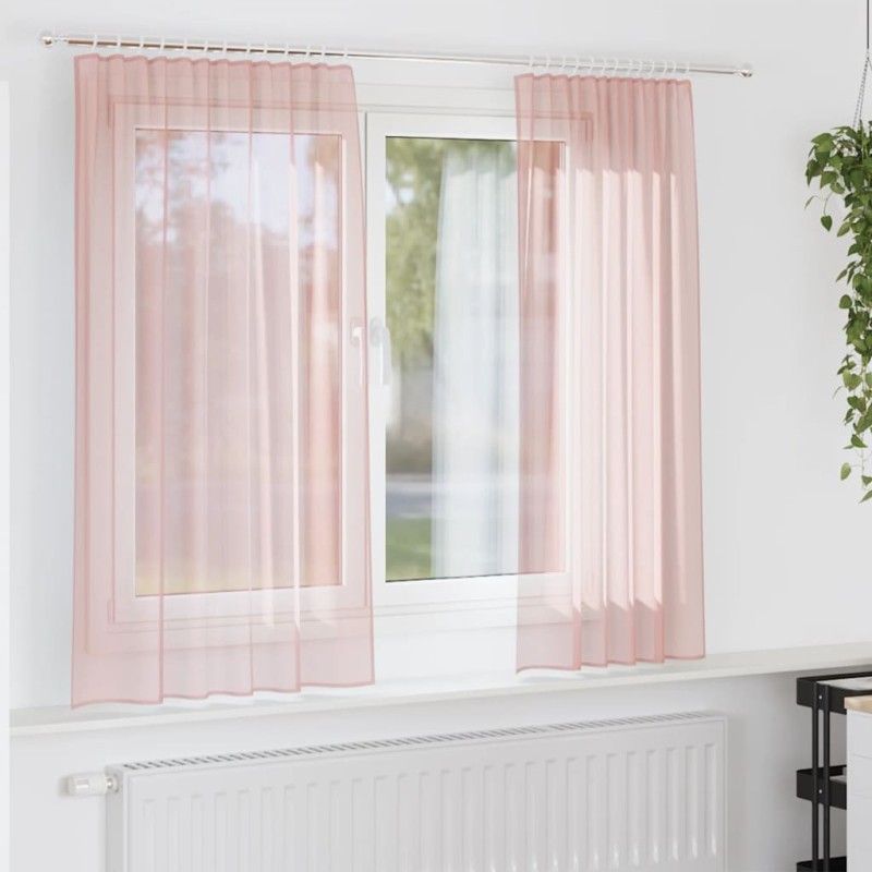 Rideaux en voile avec passe-tringles 2 pcs rose 559282559282
