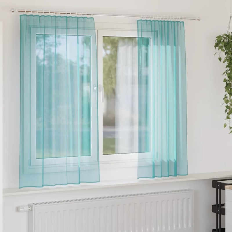 Rideaux en voile avec passe-tringles 2 pcs turquoise 559284559284