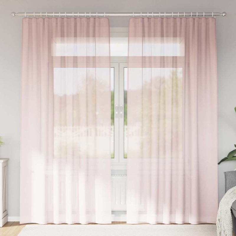 Rideaux en voile avec passe-tringles 2 pcs rose clair 559292559292