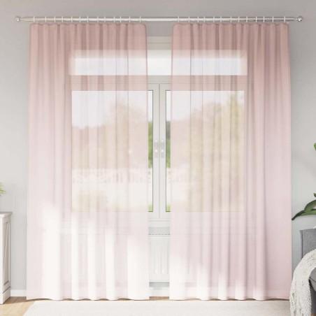 Rideaux en voile avec passe-tringles 2 pcs rose clair 559292559292