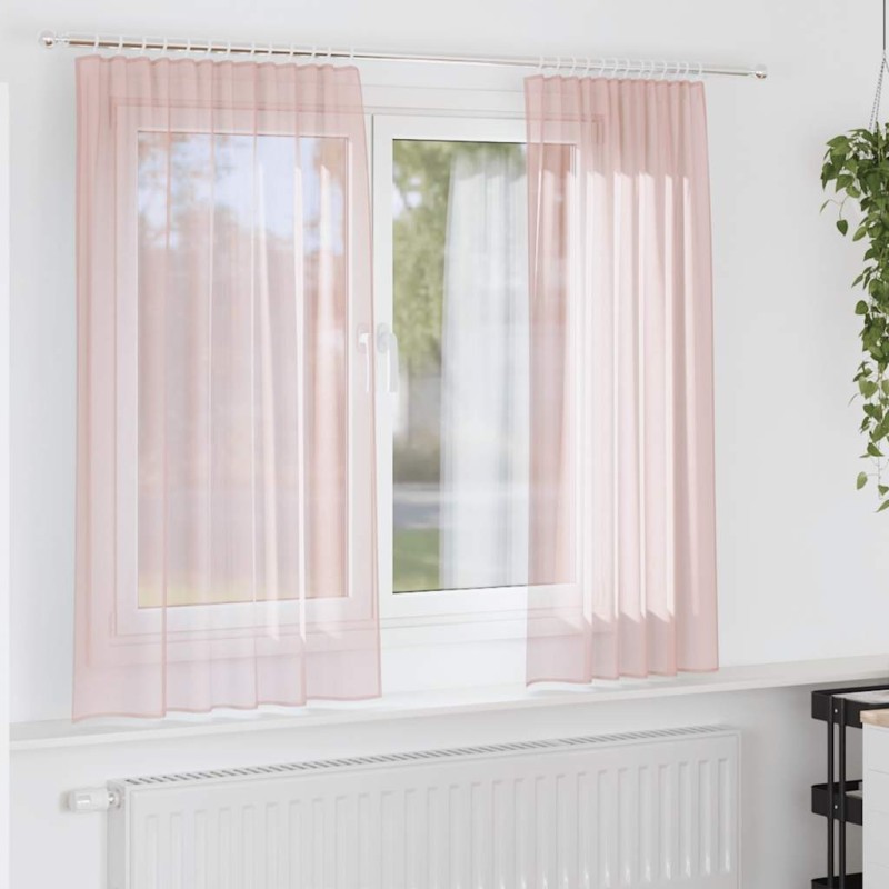 Rideaux en voile avec passe-tringles 2 pcs rose clair 559293559293