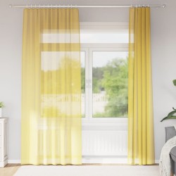 Rideaux en voile avec passe-tringles 2 pcs jaune 559299559299