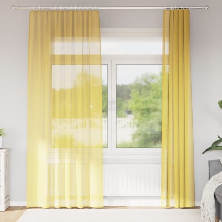 Rideaux en voile avec passe-tringles 2 pcs jaune 559299559299