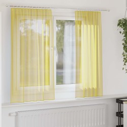 Rideaux en voile avec passe-tringles 2 pcs jaune 559300559300