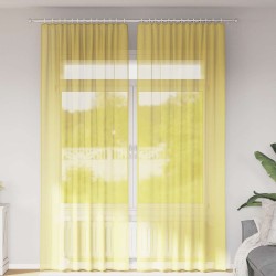 Rideaux en voile avec passe-tringles 2 pcs jaune 559302559302