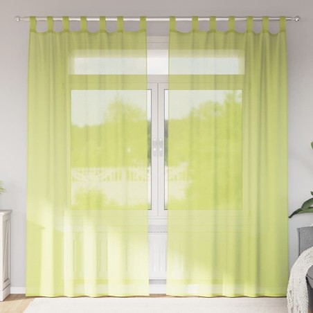 Rideaux en voile avec passants 2 pcs vert pomme 559316559316