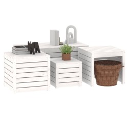 Ensemble de boîtes de jardin 4 pcs blanc bois de pin massif 559325559325