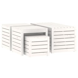 Ensemble de boîtes de jardin 4 pcs blanc bois de pin massif 559325559325