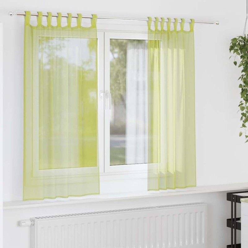 Rideaux en voile avec passants 2 pcs vert pomme 559330559330