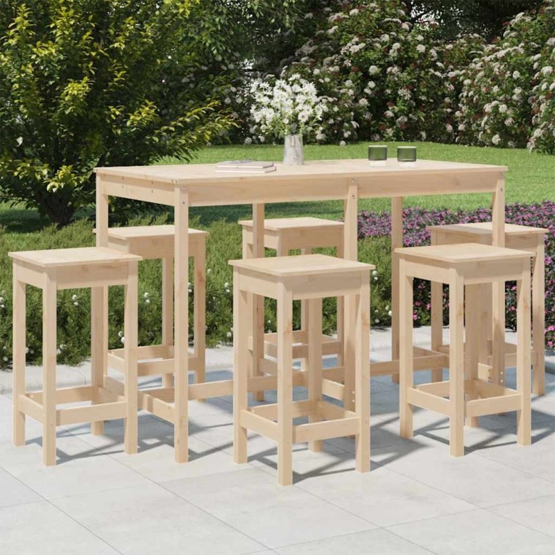 Ensemble de bar de jardin 7 pcs Bois de pin massif 559334559334