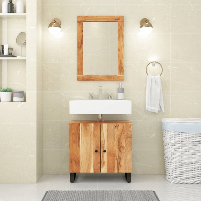 Miroir 70x50 cm bois massif d'acacia et verre 559337559337