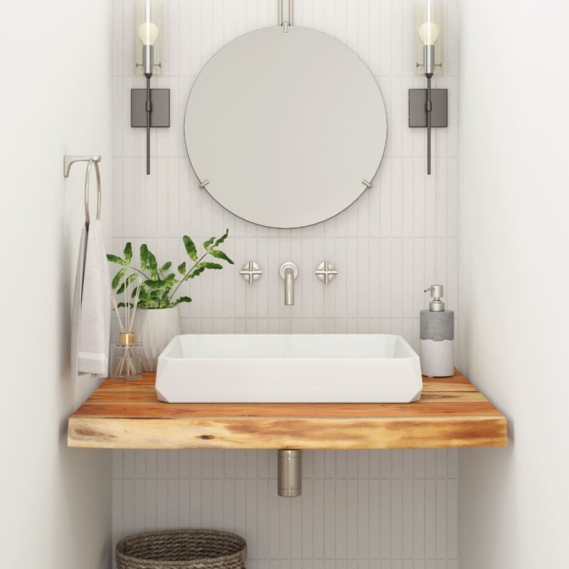 Comptoir de salle de bain 80x60x2,5 cm rectangulaire acacia 559413559413