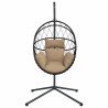 Chaise suspendue en forme d'œuf et support taupe rotin et acier 559461559461