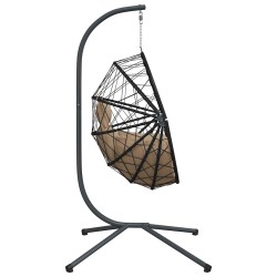 Chaise suspendue en forme d'œuf et support taupe rotin et acier 559461559461