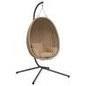 Chaise suspendue en forme d'œuf et support taupe rotin et acier 559487559487