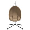 Chaise suspendue en forme d'œuf et support taupe rotin et acier 559487559487