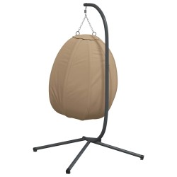 Chaise suspendue en forme d'œuf et support taupe rotin et acier 559487559487