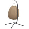 Chaise suspendue en forme d'œuf et support taupe rotin et acier 559487559487