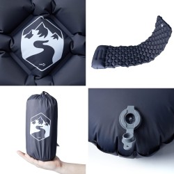 Matelas de camping gonflable avec oreiller 1 personne gris 559499559499