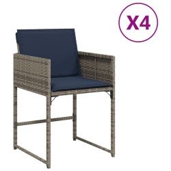 Chaises de jardin avec coussins lot de 4 gris résine tressée 559507559507