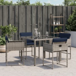 Chaises de jardin avec coussins lot de 4 gris résine tressée 559507559507