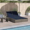 Chaise longue double avec coussins gris résine tressée 559626559626