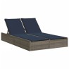 Chaise longue double avec coussins gris résine tressée 559626559626