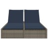 Chaise longue double avec coussins gris résine tressée 559626559626
