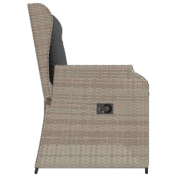Banc inclinable de jardin et coussins gris clair résine tressée 559627559627
