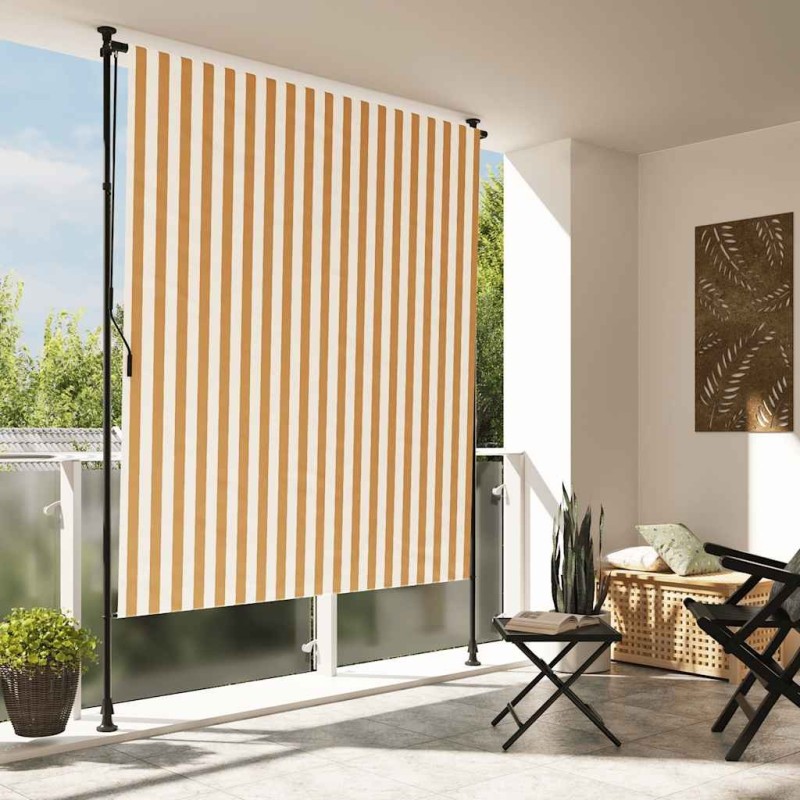Store roulant d'extérieur orange et blanc 200x270cm tissu acier 559636559636