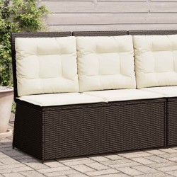 Banc inclinable de jardin avec coussins marron résine tressée 559637559637