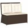 Banc inclinable de jardin avec coussins marron résine tressée 559637559637