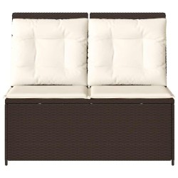 Banc inclinable de jardin avec coussins marron résine tressée 559637559637