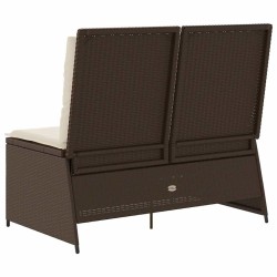 Banc inclinable de jardin avec coussins marron résine tressée 559637559637