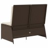 Banc inclinable de jardin avec coussins marron résine tressée 559637559637